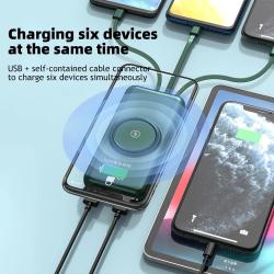 20000mAh Wireless Power Bank Fast Charging Built-in Quad Power Cable M