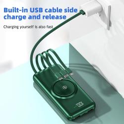 20000mAh Wireless Power Bank Fast Charging Built-in Quad Power Cable M