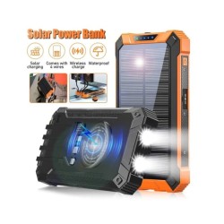 Solar Mobile Power Bank Portable Wireless Fast Charging 10000mAh 4USB 