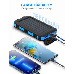 Waterproof Outdoor Solar Power Bank 38800mAh Dual USB Travel Outdoor S