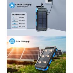 Waterproof Outdoor Solar Power Bank 38800mAh Dual USB Travel Outdoor S