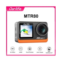 Ouelife MTR80 4K60FPS Action Camera 2.0 inch Touch Screen 170° 30M Wat