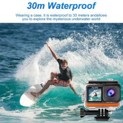 Ouelife MTR80 4K60FPS Action Camera 2.0 inch Touch Screen 170° 30M Wat
