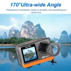 Ouelife MTR80 4K60FPS Action Camera 2.0 inch Touch Screen 170° 30M Wat