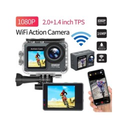 Dual Screen Camera 30m Waterproof Exercise Video Recorder 120° Wide An