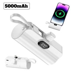 Mini Capsule Power Bank 5000mah Fast Charging Hidden Dual Interface Po