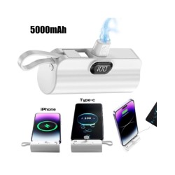 Mini Capsule Power Bank 5000mah Fast Charging Hidden Dual Interface Po
