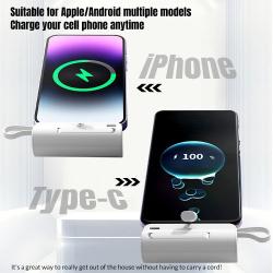 Mini Capsule Power Bank 5000mah Fast Charging Hidden Dual Interface Po