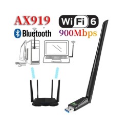 WiFi6 USB Adapter AX919 Bluetooth 5.3 Dual band 900Mbps Wireless Netwo