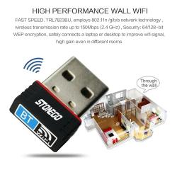 Wi-Fi & Bluetooth 4.0 Nano USB Adapter Wireless WiFi Dongle Network Du
