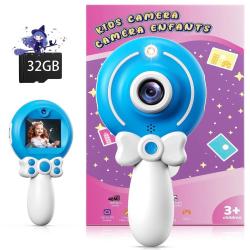 Kids Digital Camera with 32GB Card & 8x Zoom, Handheld Selfie Camera f