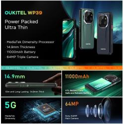 Oukitel WP39 5G Rugged Smartphone 6+18GB 24GB Memory 256GB 6.60"FHD+ D