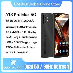UMIDIGI A13 Pro Max 5G Smartphone Android 12,Dimensity 900,12GB RAM 25
