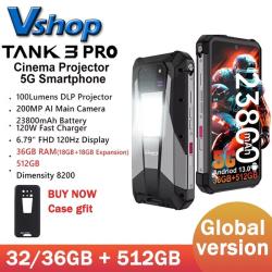 Unihertz Tank 3 Pro Rugged Phones 5G 32/36GB 512GB 200MP Camera 23800m