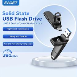 Eaget 1000MB/s Solid State Pen Drive USB3.2 Gen 2 Type C Flash Drive 1
