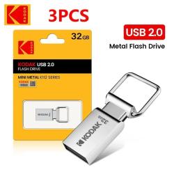 3PCS Kodak K112 USB Flash Drive 32GB 64GB Metal USB Mini Pendrive Wate