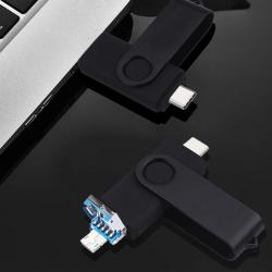 3PCS 3-in-1 USB Flash Drive 128GB 64GB 32GB 16GB 8GB, USB 2.0 High Spe