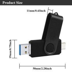 3PCS 3-in-1 USB Flash Drive 128GB 64GB 32GB 16GB 8GB, USB 2.0 High Spe