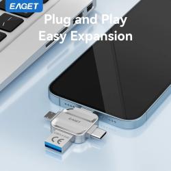 Eaget 4 in 1 USB Flash Drive USB3.0 Type C Lighting Mirco interface Pe