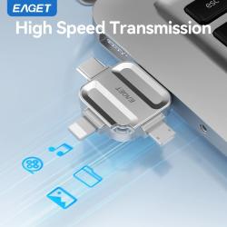 Eaget 4 in 1 USB Flash Drive USB3.0 Type C Lighting Mirco interface Pe