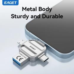 Eaget 4 in 1 USB Flash Drive USB3.0 Type C Lighting Mirco interface Pe