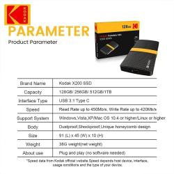 Kodak X200 Portable SSD 1TB USB 3.1 Type C External Drive Hard Disk 51