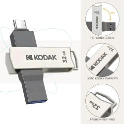 3PCS Kodak K273 USB 3.2 Type C 2 in 1 High Speed For Smartphone Laptop