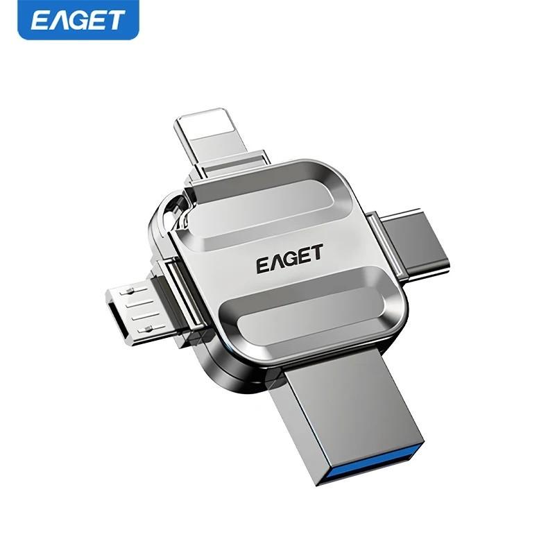 Eaget USB Flash Drive 4 in 1 USB3.0 Type C Lighting Mirco interface Me