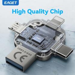 Eaget USB Flash Drive 4 in 1 USB3.0 Type C Lighting Mirco interface Me