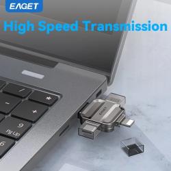 Eaget USB Flash Drive 4 in 1 USB3.0 Type C Lighting Mirco interface Me