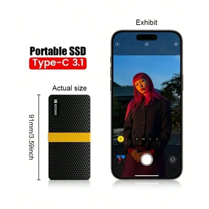 KODAK Rígido Externo SSD Portátil, Unidade de Estado Sólido para Lapto