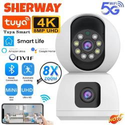8MP Dual Lens 5G WIFI Camera Tuya Smart PTZ 4K HD Dual Screen Auto Tra