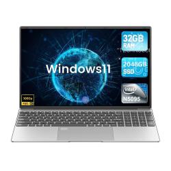 15.6-inch Laptop Windows 11 32GB RAM DDR4 2TB SSD Intel N5095 Full HD 