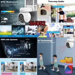 SriHome SP028 2MP SH052 5MP PTZ WiFi Camera Ai Auto Tracking Outdoor I