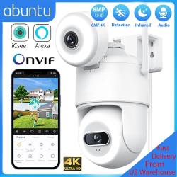 8MP 4K Dual Lens Wifi Security Camera Dual Screens Outdoor Home Survei