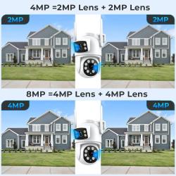8MP 4K Outdoor Wifi Security Camera Dual Lens Dual Screens Video Surve