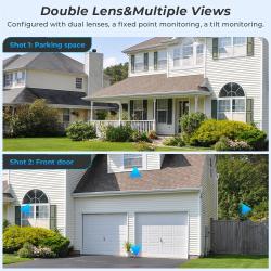 8MP 4K Outdoor Wifi Security Camera Dual Lens Dual Screens Video Surve