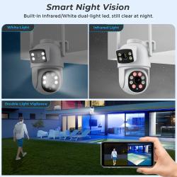 8MP 4K Outdoor Wifi Security Camera Dual Lens Dual Screens Video Surve