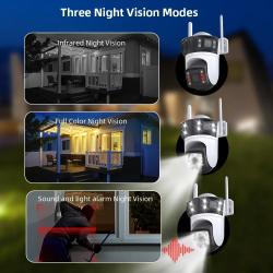 Three Lens PTZ IP Camera Outdoor HD Three Screen WiFi Security Camera 