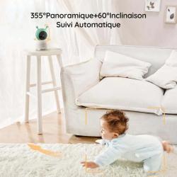 BOIFUN 2K 5" Baby Monitor Camera, 360° Rotation with Phone App, Colorf