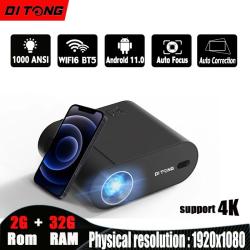 DITONG Projector 4K with WiFi 6 and Bluetooth Auto Keystone Auto Focus