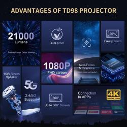 ThundeaL Full HD Projector TD98W 1080P 2K 4K Video LED Proyector TD98 