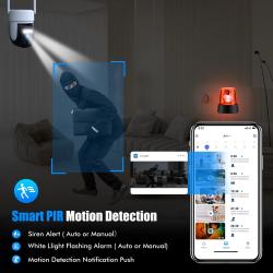 Wireless outdoor solar security camera 2K 360°PZT panoramic tilt, CCTV