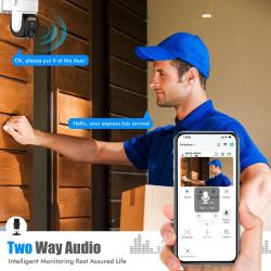 Wireless outdoor solar security camera 2K 360°PZT panoramic tilt, CCTV