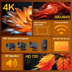 Woopker Projector HY320 Mini Upgrade Android 11 Support 4K Native 720P