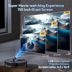 XGODY UHD Mini Portable Projector 4k LED 12000 Lumen Smart Built-in An