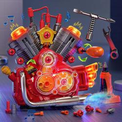Engine Building Kit, Kids Mechanic Toys, STEM Engine Model Kit Toy wit