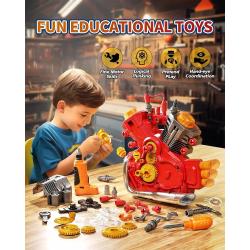 Engine Building Kit, Kids Mechanic Toys, STEM Engine Model Kit Toy wit