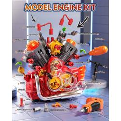 Engine Building Kit, Kids Mechanic Toys, STEM Engine Model Kit Toy wit