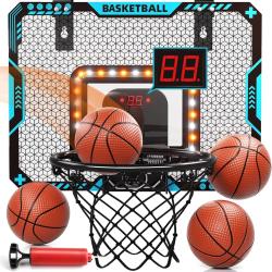 Kids Indoor Outdoor Basketball Hoop With LED Light Electronic Scoreboa
